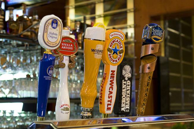 A selection of beer taps are shown in Harry's Bar during preparation for the grand re-opening of the Casino MonteLago at Lake Las Vegas Thursday, May 26, 2011.