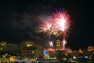 Fireworks explode over MonteLago Village during the grand re-opening of the Casino MonteLago at Lake Las Vegas Thursday, May 26, 2011.   
