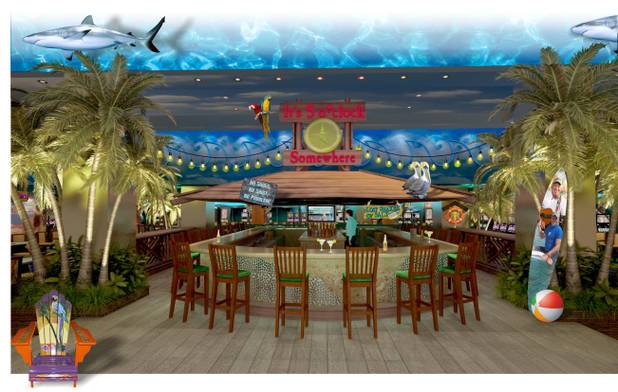 A rendering of the "5 o'clock somewhere" bar at Jimmy Buffett's Margaritaville casino at the Flamingo.