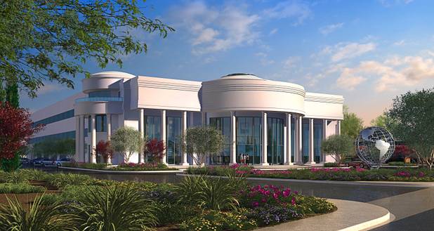 An artist's illustration of the exterior of the Peace Palace, a Unification Church convention and training center, under construction at 6590 Bermuda Road Monday, April 7, 2014.