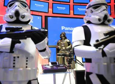 In this photograph taken by AP Images for Panasonic, Darth Vader arrives to help announce the upcoming release of Star Wars: The Complete Saga on Blu-ray at the Panasonic CES 2011 booth in Las Vegas on Thursday, Jan. 6, 2011.