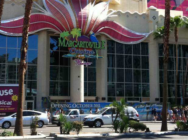 A view of the new Margaritaville casino sign hanging outside the Flamingo. The sign went up the week of Sept. 19. The casino is scheduled to open Oct. 1.