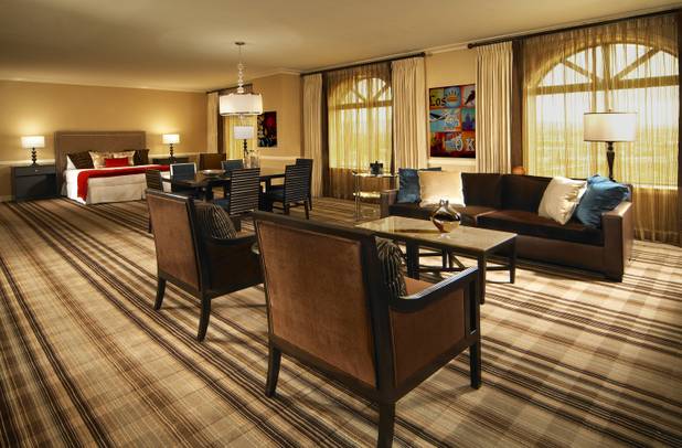 A remodeled suite at Boulder Station. The hotel-casino debuted updated rooms in October 2011.