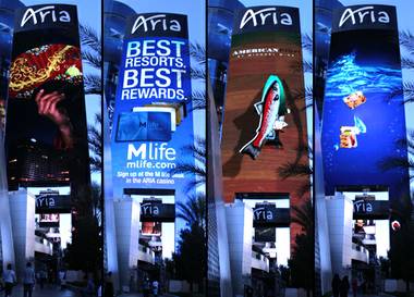 The new oversized marquee at Aria.