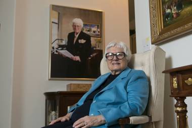 Selma Bartlett, sitting in her Henderson home, was one of the first female banking officers in Nevada and the state’s first female branch manager.