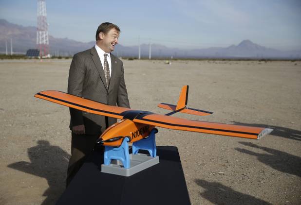 Sen. Dean Heller, R-Nev., was on hand at an event to announce the Federal Aviation Administration’s first issuance of an unmanned aerial systems test site special airworthiness certificate last year near Boulder City.