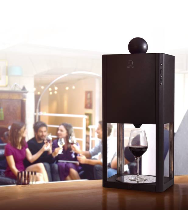 D-Vine processes bottles of prepared wine and dispenses the drink at the ideal temperature and aeration. The product will be on display at 2016 CES, which gets underway Wednesday, Jan. 5, 2016. 